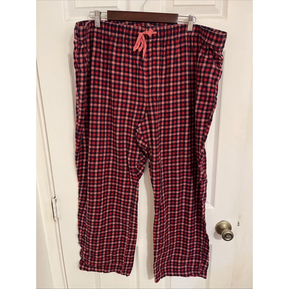 Old Navy Pink Red & Black Plaid Flannel Pajama Pants Size 2XL 100% Cotton